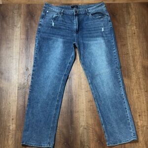 &EVERYTHING DENIM Men’s 40x32 Relaxed Blue Denim Jeans with Faded Details